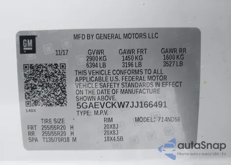 2018 Buick Enclave Avenir from USA, damaged, VIN 5GAEVCKW7JJ166491